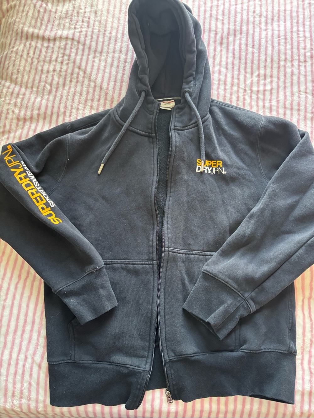 Superdry Japan Navy Hoodie with Yellow Logo